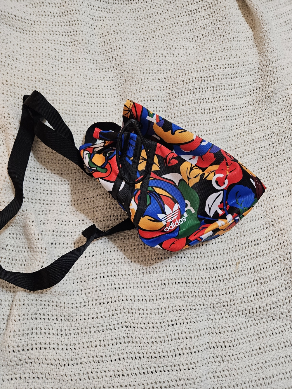 adidas Kids Bright Multicolor Floral Crossbody Bag with Black Strap
